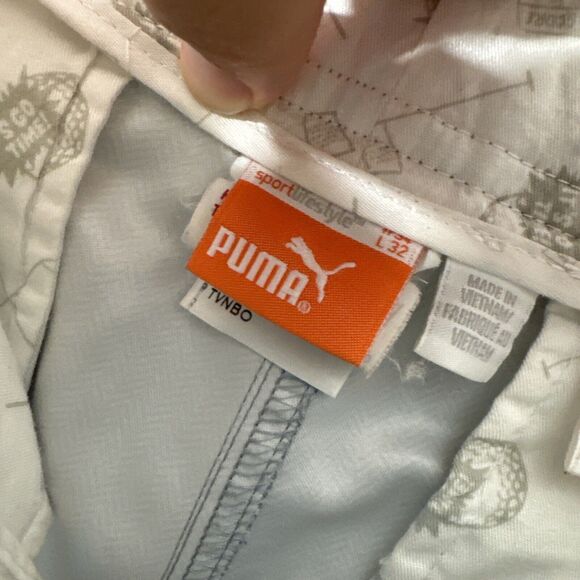 Puma Golf Pants Cobra Size S White Checkered Pattern Mid Rise Slim Fit Casual - Picture 10 of 15